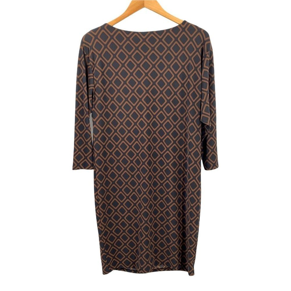 Lauren Ralph Lauren Black and Brown Geometric Print Jersey Dress Size Large - Picture 5 of 5